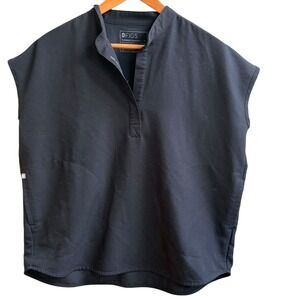 Figs Rafaela Oversized Scrub Top Size M Black Pockets Hospital Dental Medical